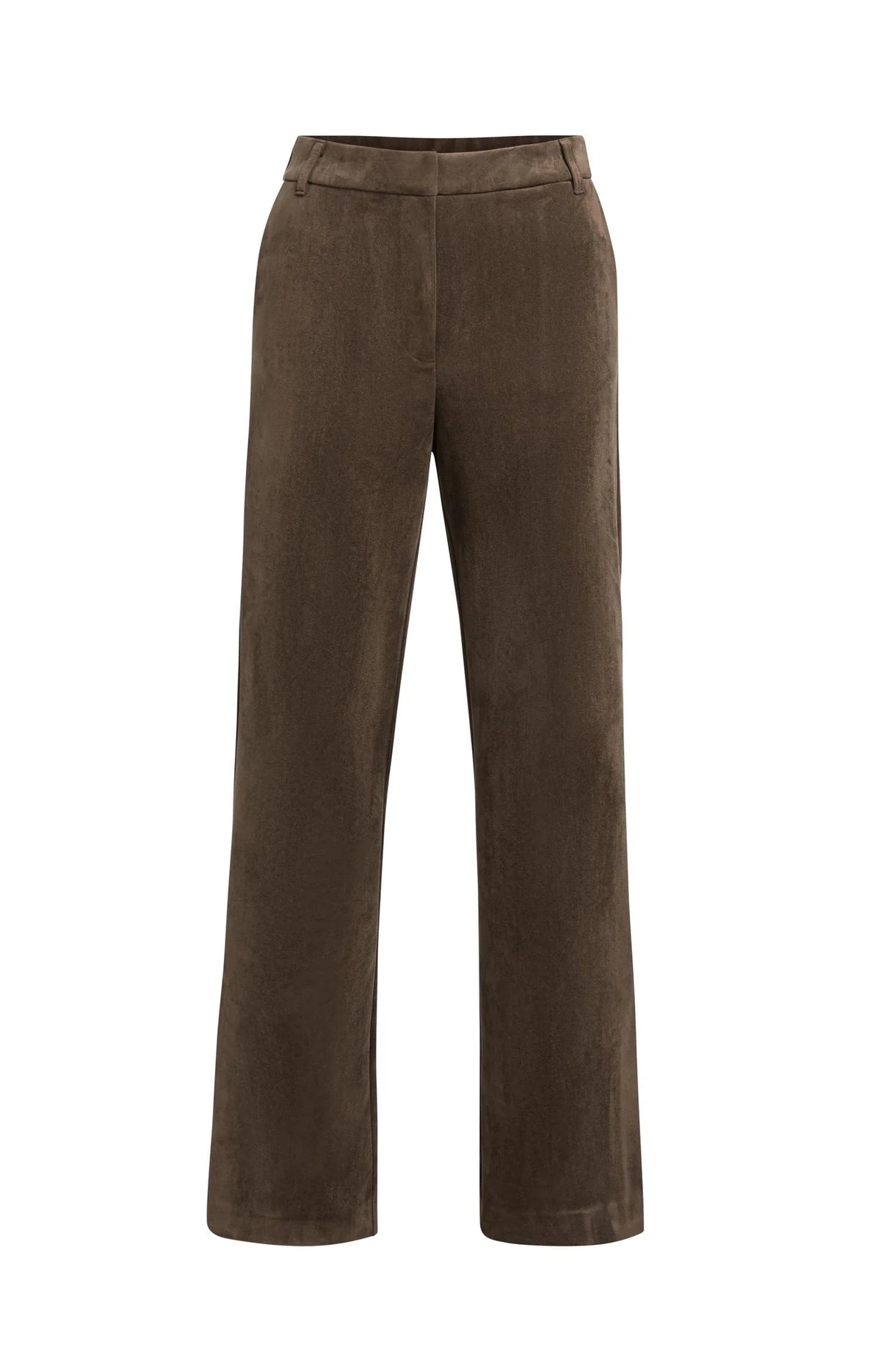 YAYA Suede Broek Wijde Pijpen Slate Black/Brown