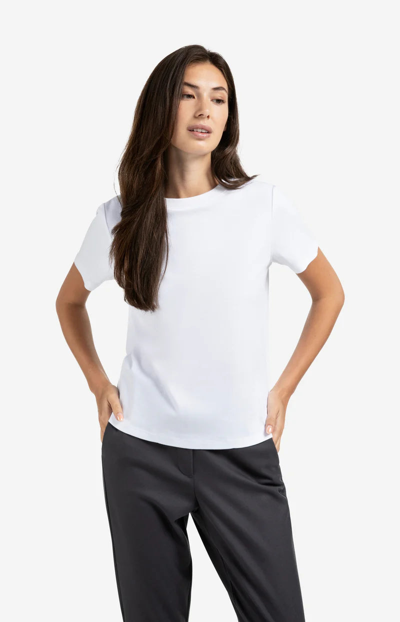 T-shirt Met Subtiele Stikdetails YAYA Pure White