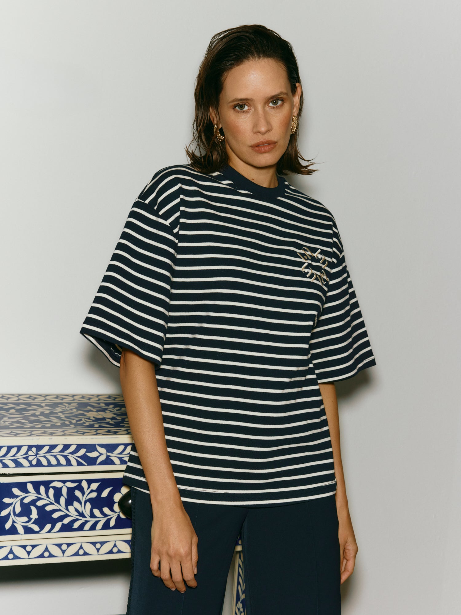 Lofty Manner T-shirt Imma Boxy Regular Dark Blue