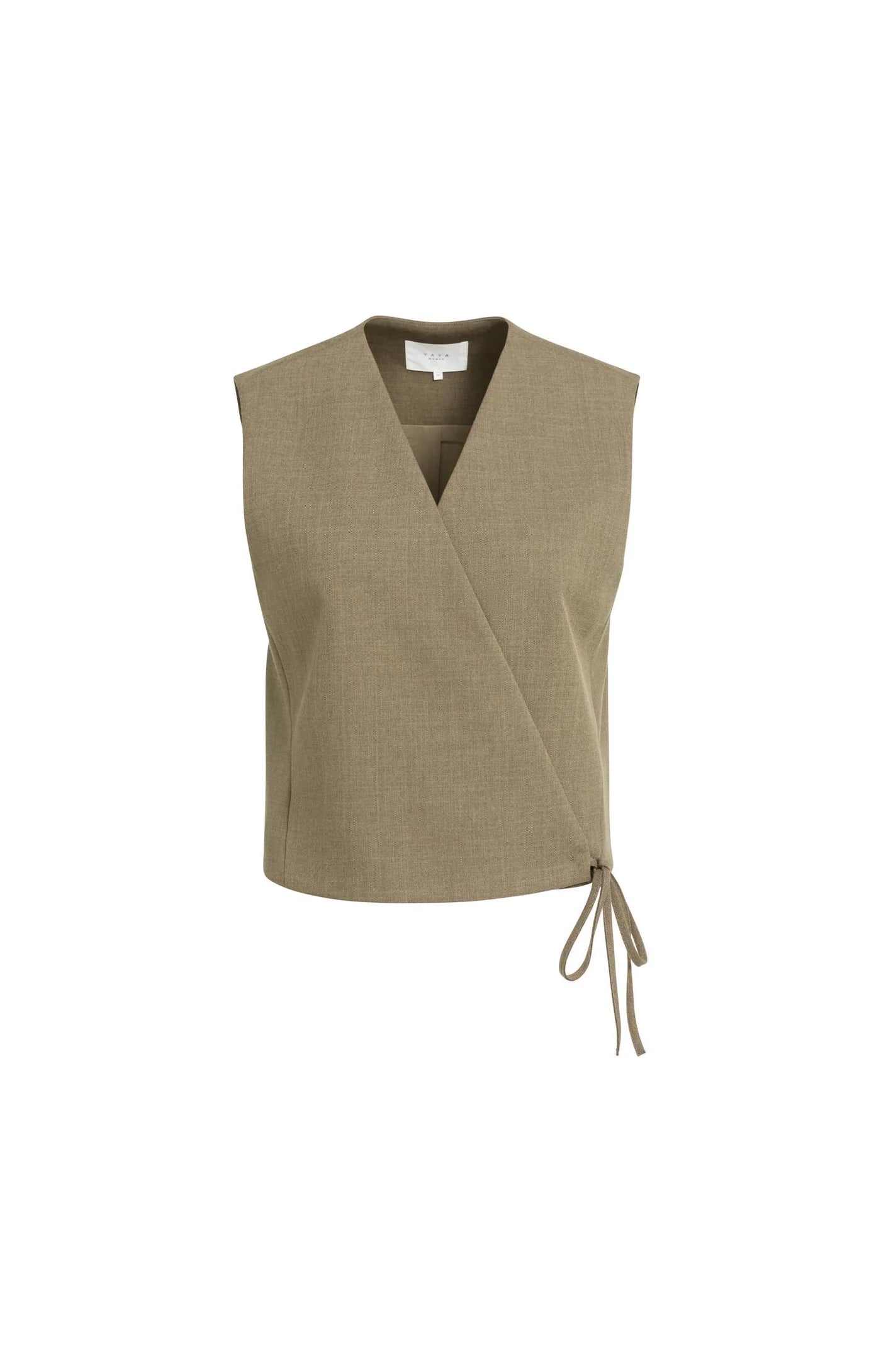 YAYA Geweven Gilet Met Overslageffect Teak Brown
